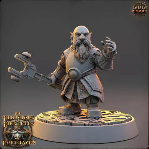 Wilhelm Steambeard, Engenheiro de Quarks - Sem Pintura, Miniatura 3D Médio Para Rpg de Mesa
