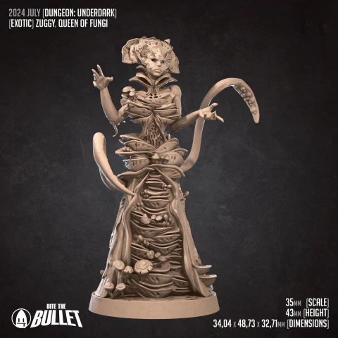 Zuggtmoy, A Rainha da Podridão - Sem Pintura, Miniatura 3D Média Para Rpg de Mesa