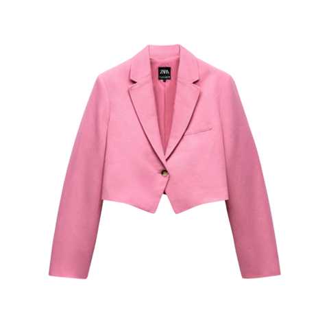 Zara - BUBBLE GUM | BASIC CROP BLAZER - SIZE M