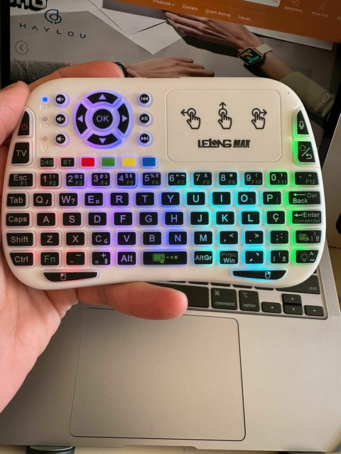 Mini Teclado com LED 2.4G e Bluetooth e assistente de voz - Lelong Max