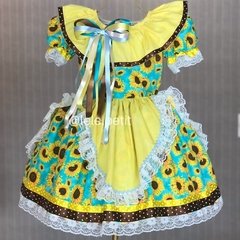 Vestido Junino Avental (pronta entrega) - Girassol Amarelo