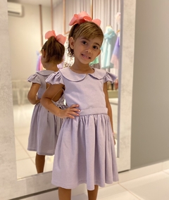 Vestido Helena linho lavanda - LELE PETIT