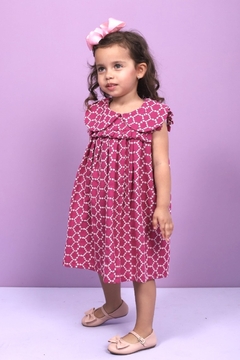 Vestido Valentina linho fucsia
