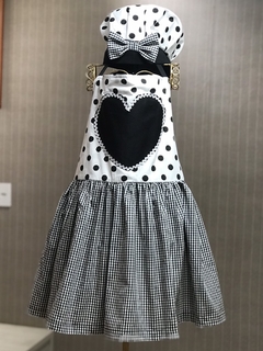 Avental Chef Meninas - xadrez preto