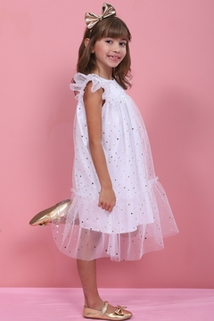 Vestido Clarissa estrelas branco