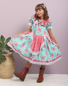 (pronta entrega) Vestido Junino Avental floral tiffany