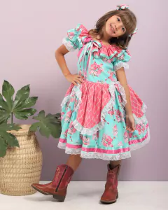 (pronta entrega) Vestido Junino Avental floral tiffany - comprar online