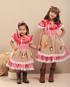Vestido Junino Arraia na Roça xadrez vermelho - comprar online