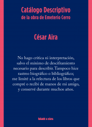 CATÁLOGO DESCRIPTIVO DE LA OBRA DE EMETERIO CERRO - CÉSAR AIRA - BLATT & RÍOS