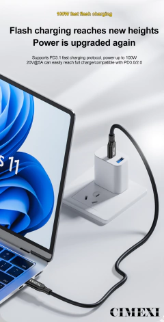 Cable CIMEXI Usb-C a Usb-c 3.2 Thunderbolt 3 20Gbps PD100W 8K 60Hz - online store