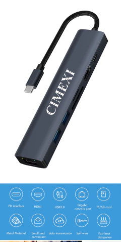 Docking Station Usbc 7 En 1 Cimexi Rj45 Usb Hdmi 4k Pd 100w - FsComputers