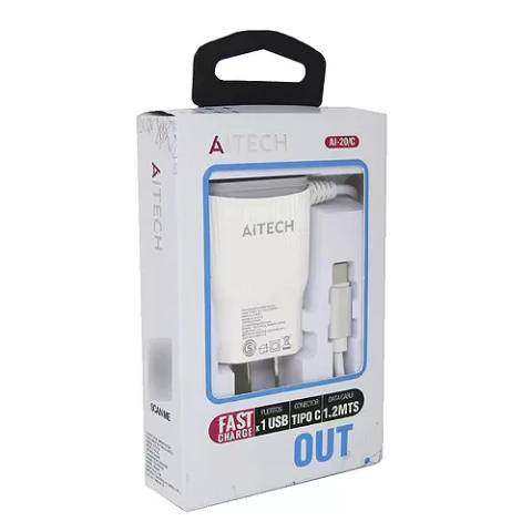 Cargador De Pared Aitech Ai-20/m 2.0a USB-C Usb Fast Charge