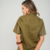 Camisa Linho bolso Crochê Verde Militar - comprar online