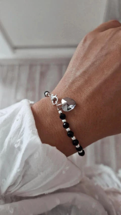 Pulsera cristal corazon negro en internet
