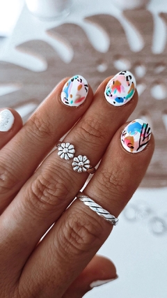 Anillo media falange doble flor - comprar online