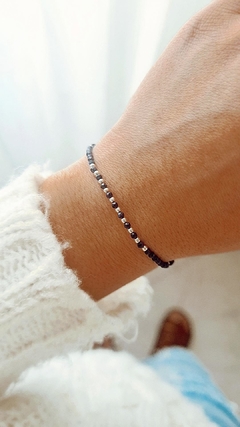 Pulsera cristal Ambar negra - Coquetas Accesorios