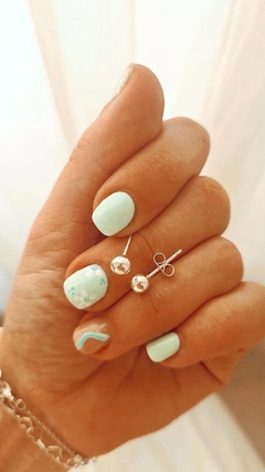 Aros bolitas acero blanco - el par - comprar online