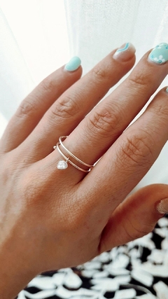 Anillo strass corazon colgante