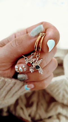 Argollas colibri black gold - por par - Coquetas Accesorios