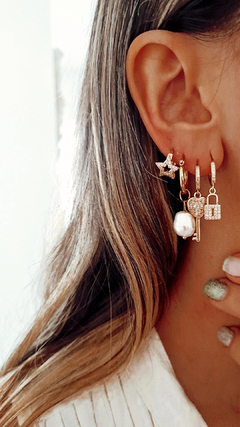Argollas candadito gold - por par