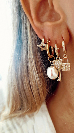Argollas perlita bolita gold - por par - tienda online
