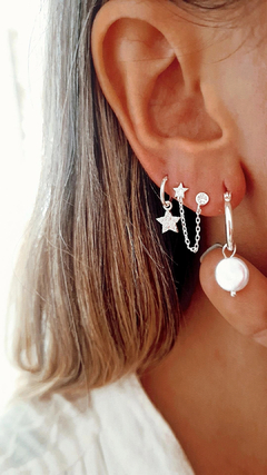 Argollas perlitas chatas - por par