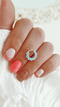Argolla strass cloe turquesa - por unidad