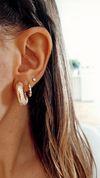 Argollas chunky lines gold - por par