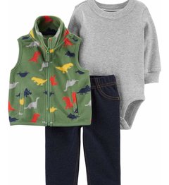 Carters Conjunto De Chaleco Pequeño Dinosaurio De 3 Piezas 9