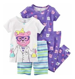 Carters Pijama 4 Piezas Nenas Neón Talle 2