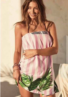 Toallon Rayado Rosa Con Velcro  Victorias Secret