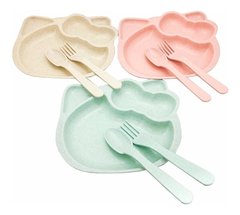 Set De Plató Y Universo Infantil Biodegradable Hello Kitty