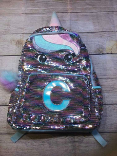 Mochila Con Inicial De Lentejuela Justice Letra C