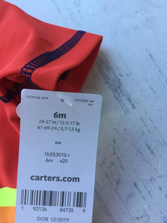 Remera Con Filtro Uv Protección Solar Carters Talle 6 Meses - comprar online