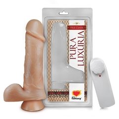 Pênis c/ Escroto, Vibro e Ventosa 18 x 4,4 cm ( com fio )