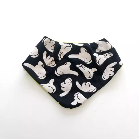 Babador Bandana Dupla Face Mão Mickey