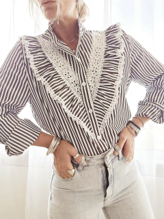 Camisa Nicole rayas negras - tienda online