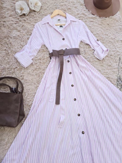 Maxi Vestido Hera Rayas rosa - comprar online