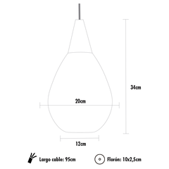 Colgante Gota Grande Madera Vidrio Ambar - comprar online