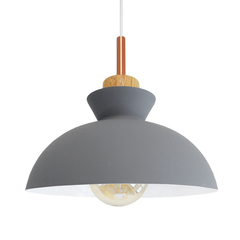 Colgante Gris con Madera - CENTRAL DE ILUMINACION