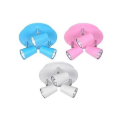 Aplique Sonata Redondo 3xGU10 Celeste/Rosa/Bco