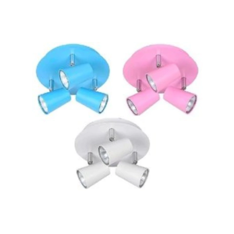 Aplique Sonata Redondo 3xGU10 Celeste/Rosa/Bco