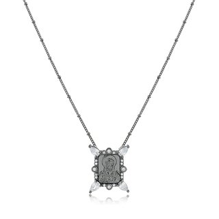 Colar escapulário do Sagrado Coração de Jesus cravejado de zircônia branca cristal