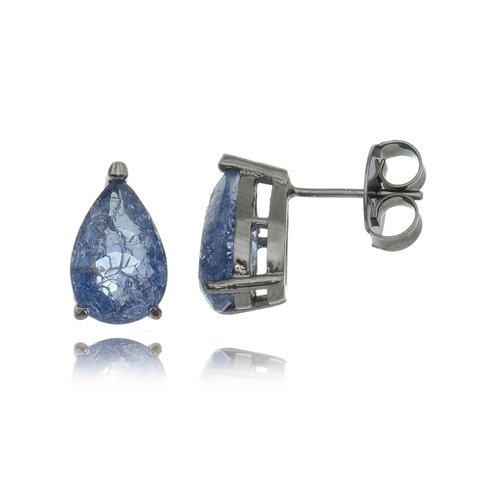 Brinco de gota média cravejado de cristal Tanzanita rutilado