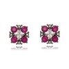 Brinco quadrado cravejado de zircônias brancas e rosa pink - CZT store