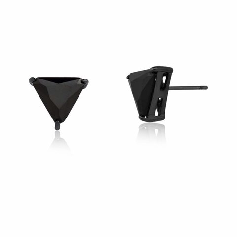 Brinco triangulo cravejado de zircônia negra