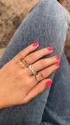Anel retângulo cravejado de cristal morganita e zircônia rose - comprar online