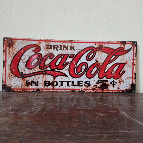 Cartel estampado chapa Coca Cola Blanca - comprar online