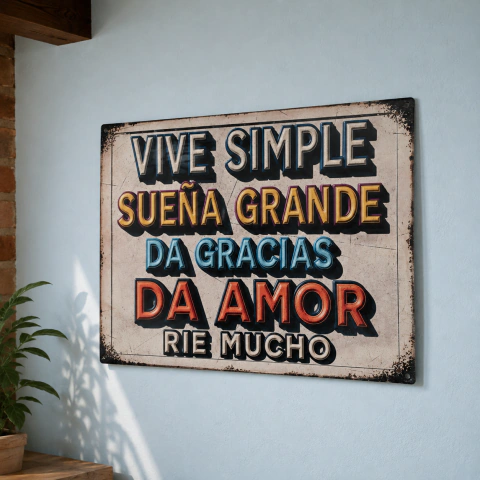 Cartel Chapa "Vive Simple"