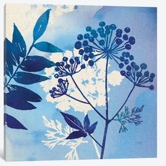 gravura flores azul